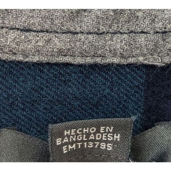 Mens Eddie Bauer Flannel Plaid Shirt Size Large Blue Green - Picture 6 of 9